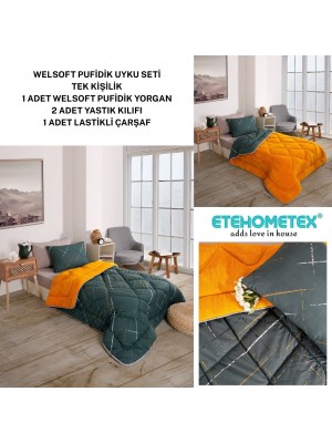 ETE HOMETEX TEK KİŞİLİK WELSOFT UYKU SETİ YANSIMA HARDAL 8696474232025